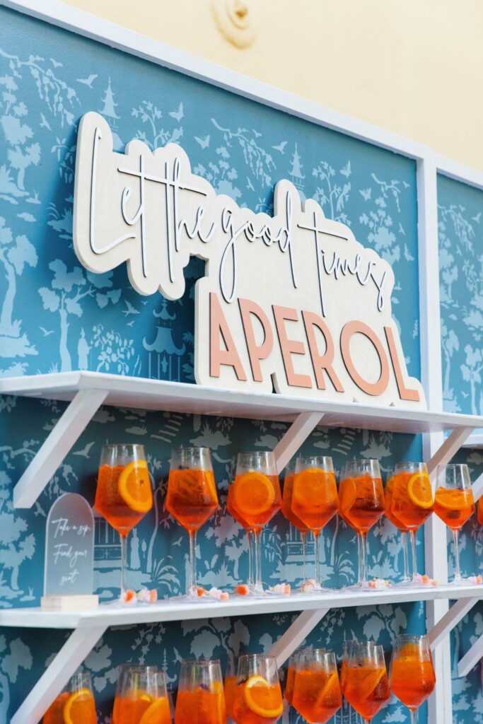 Aperol Spritz Cocktail Wedding Escort Card Display